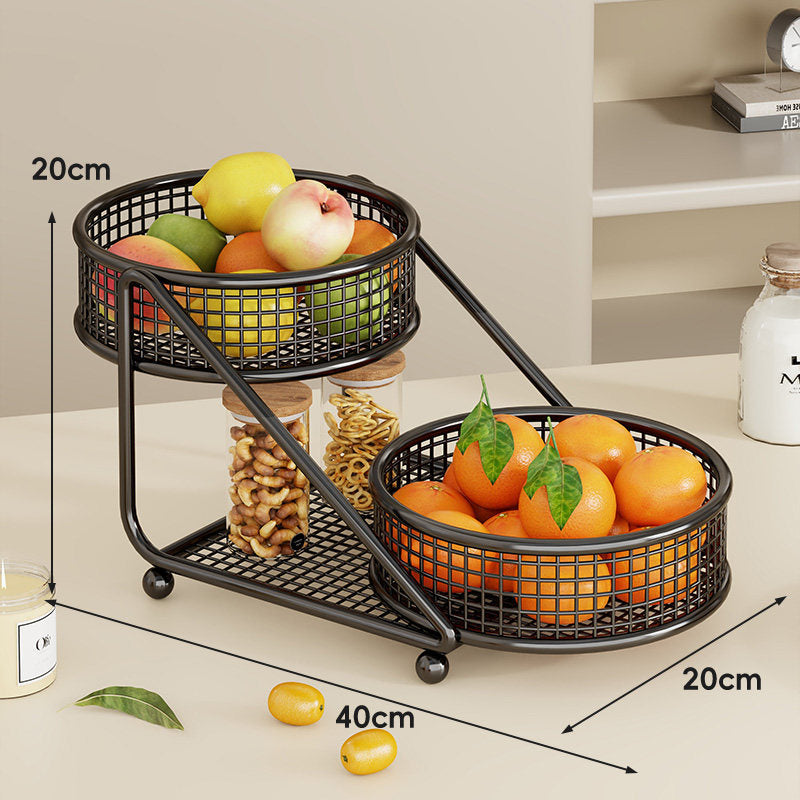 Tiered Angled Mesh Fruit & Produce Organizer with Removable Round Baskets