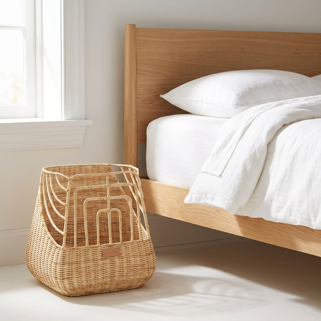 Handcrafted storage basket with curved design Stornfield