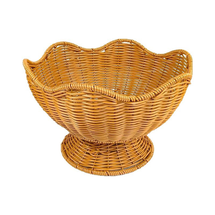 Unisex Rattan Fruit Bowl with Elegant Wave Lines Stornfield