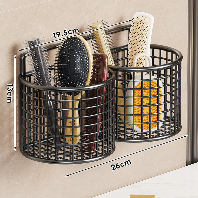 Wall-Mounted Triple Mesh Bathroom Organizer Basket for Brushes Combs and Sponges
