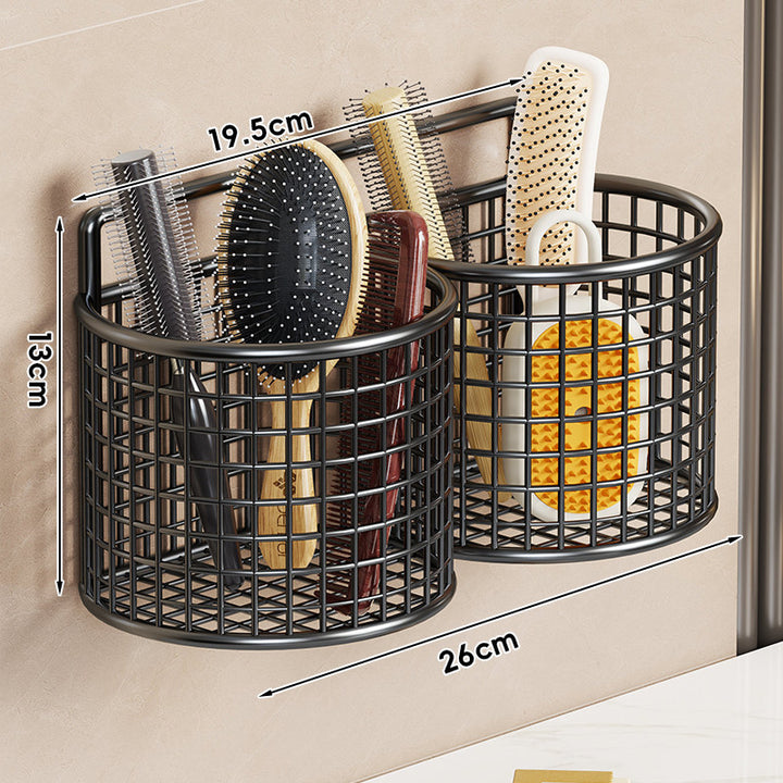 Wall-Mounted Triple Mesh Bathroom Organizer Basket for Brushes Combs and Sponges