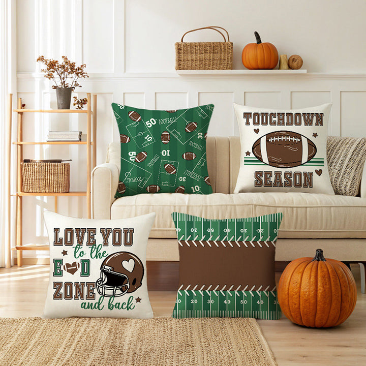 Decorative Throw Pillow Cover with American Football Field Print