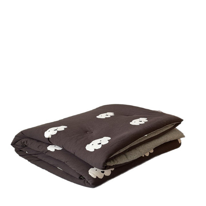 Plush Quilted Cat-Print Comforter Duvet for Bed and Couch