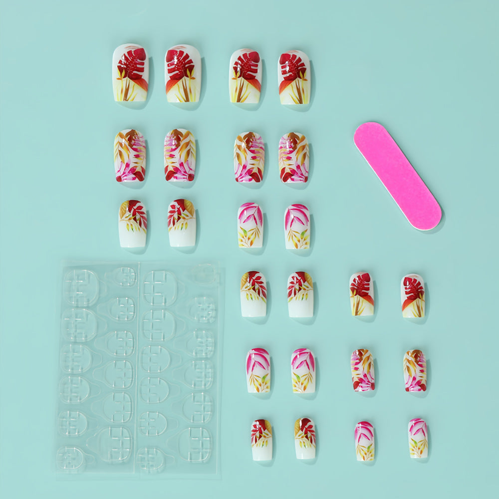 Stylish artificial nails with botanical designs Stornfield