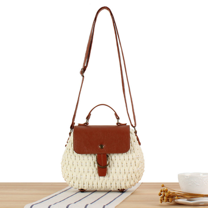 Handbag with Elegant Leather Lid and Woven Design Stornfield