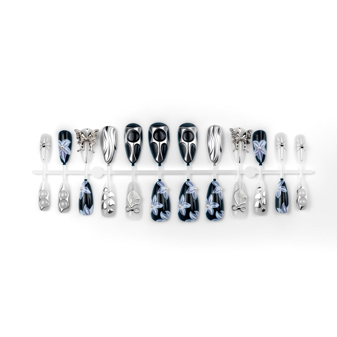 Geometric Metal Press-On Nail Art Set Stornfield