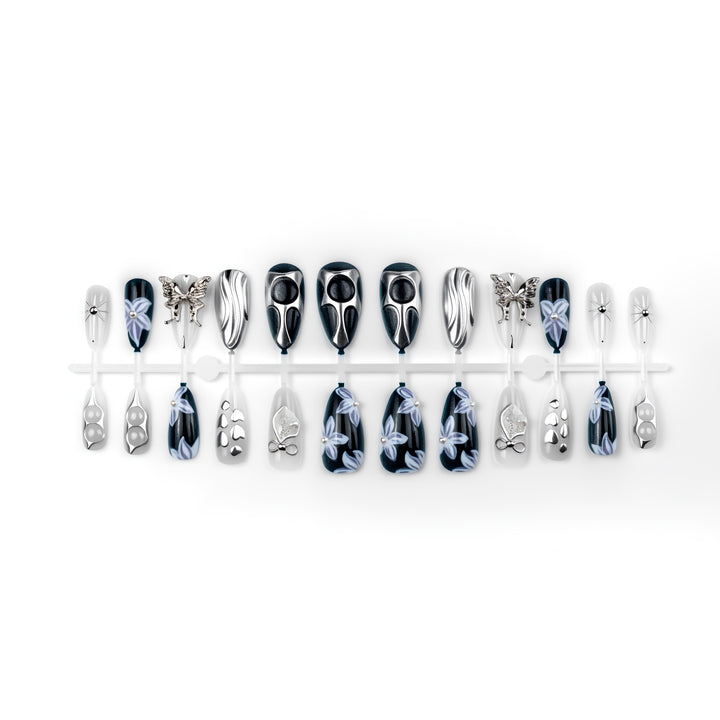 Geometric Metal Press-On Nail Art Set Stornfield