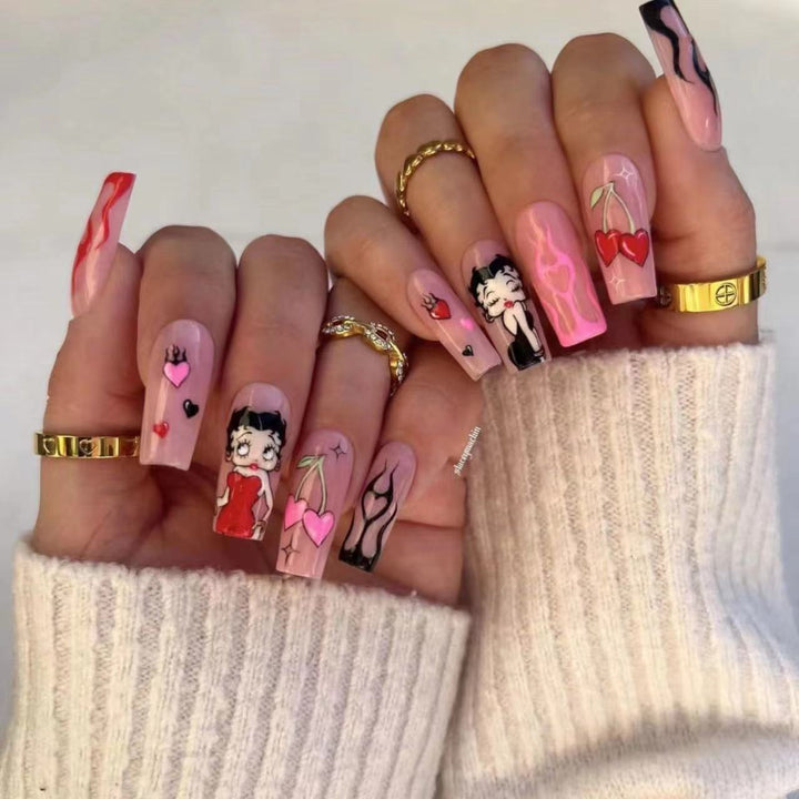 Artificial nail set with modern comic motifs Stornfield