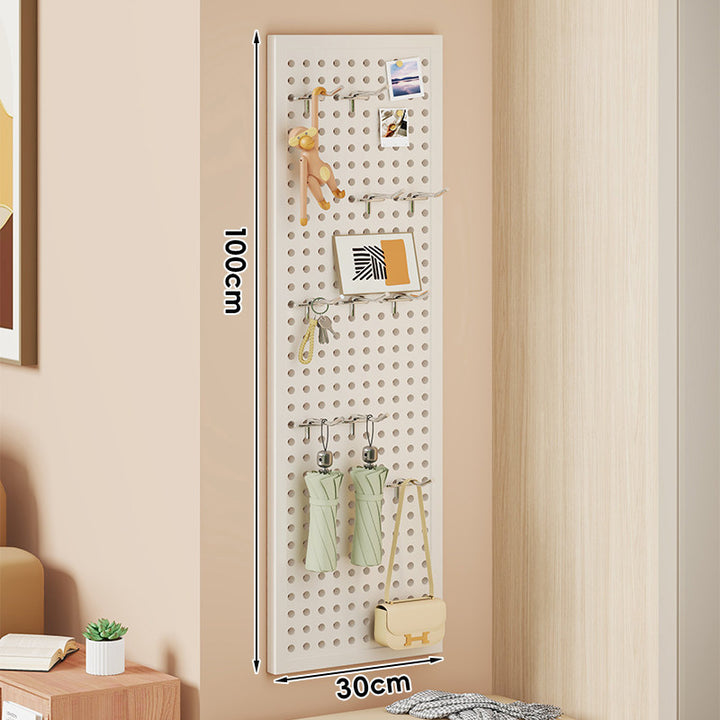 Wall-Mounted Perforated Pegboard Organizer Panel with Modular Hooks