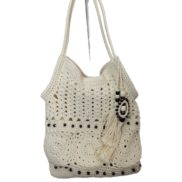 Hand-crocheted shoulder bag with unique fringe design Stornfield