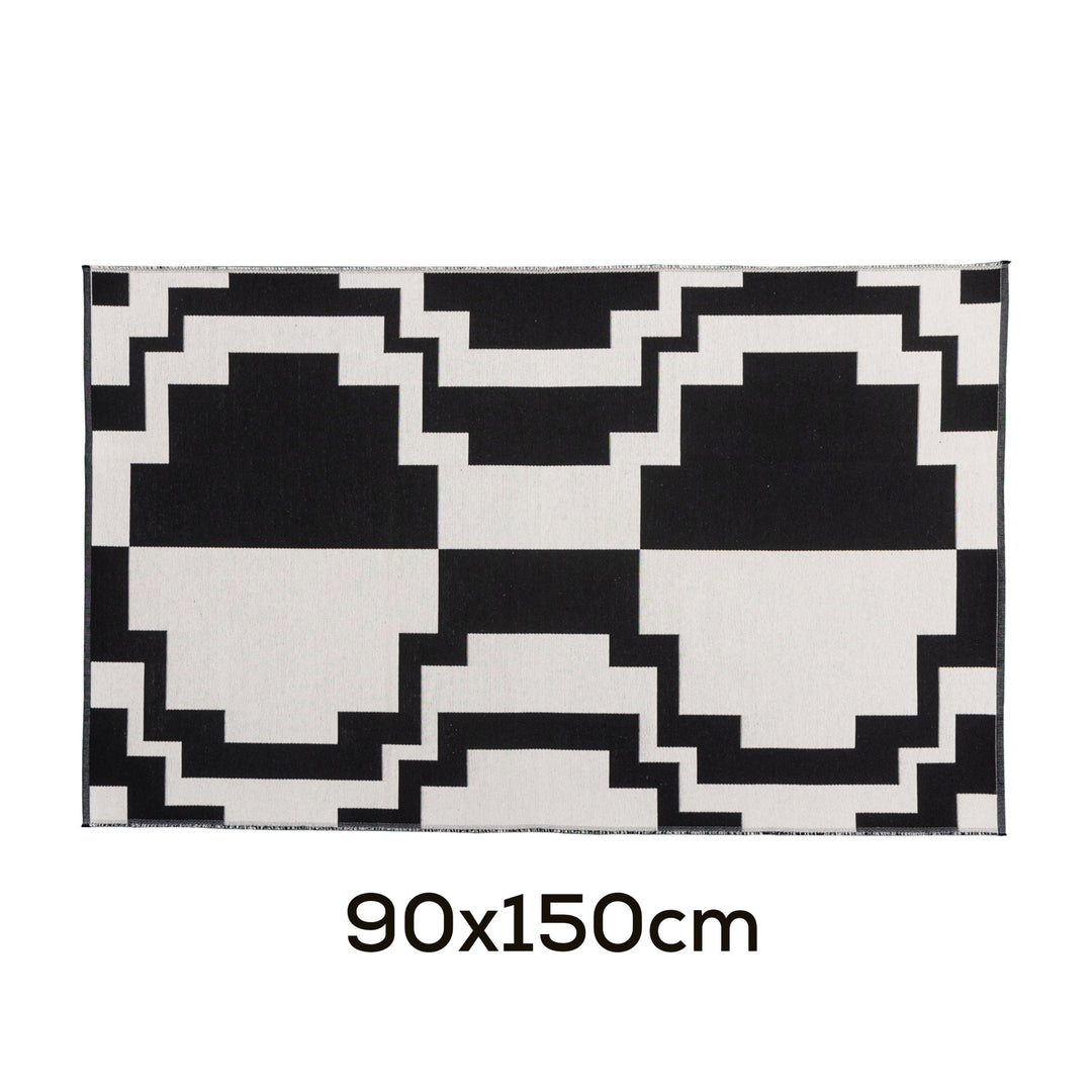 Modern flat-woven carpet runner with abstract geometric design