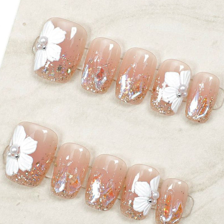 Artistic Floral-Embellished Press-On Nail Design Stornfield