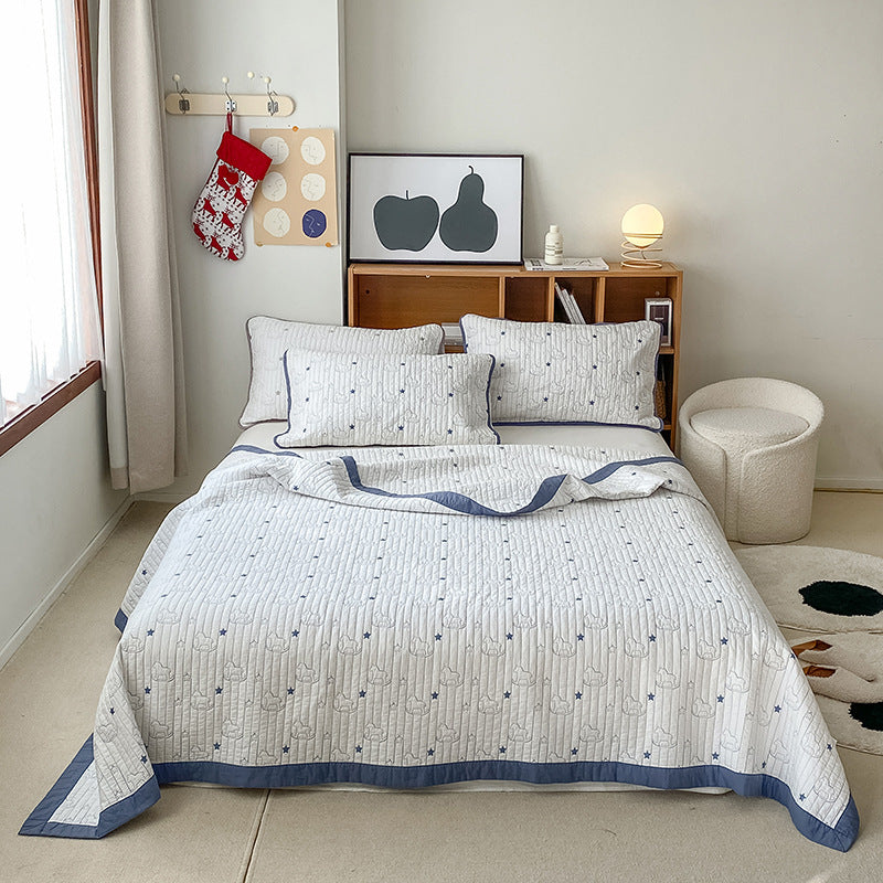 Lightweight Cotton Quilted Bedspread Set with Pillow Shams