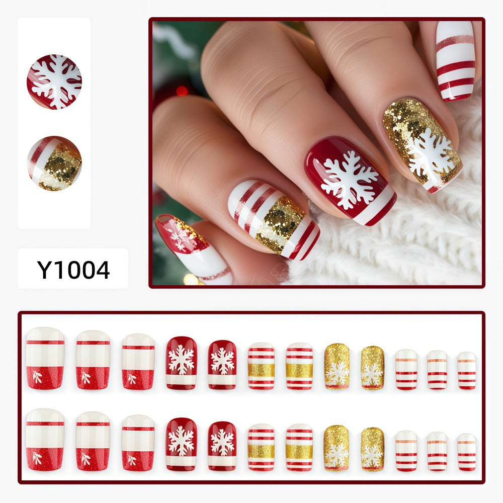 Christmas artificial nails with festive glitter design Stornfield