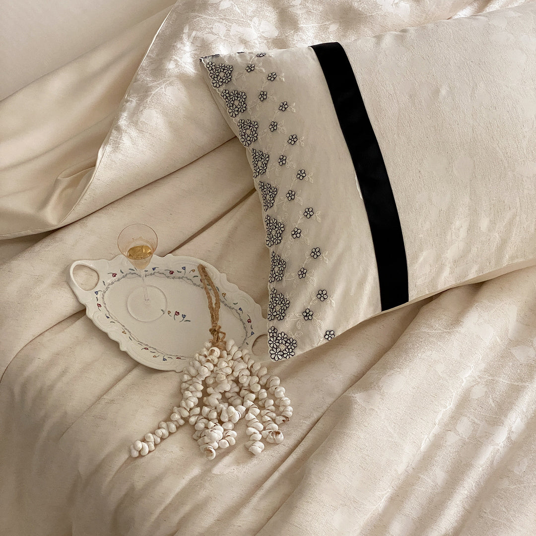 Luxury Embroidered Satin Duvet Cover and Pillowcase Set