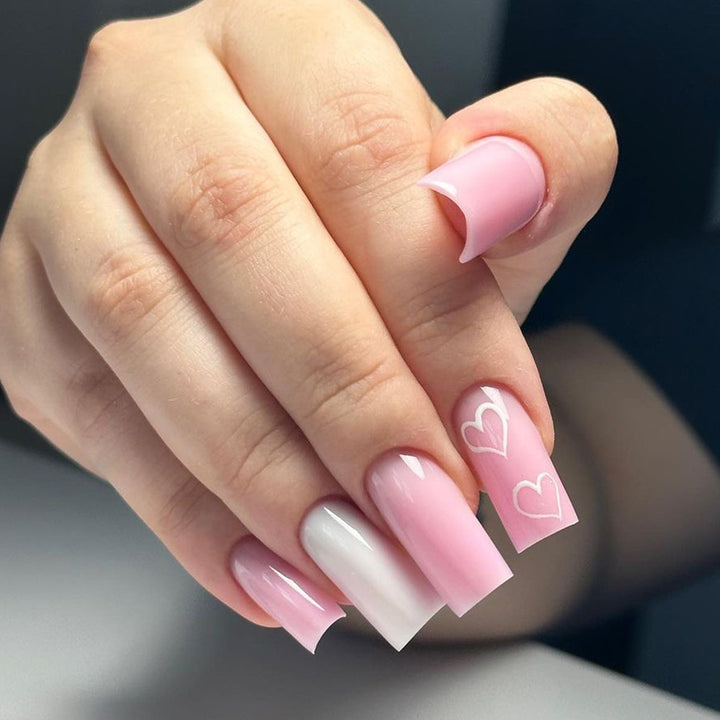 Artful Nail Extensions with Heart Patterns Stornfield