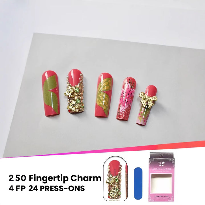 Artistic Floral Press-On Nail Set Stornfield