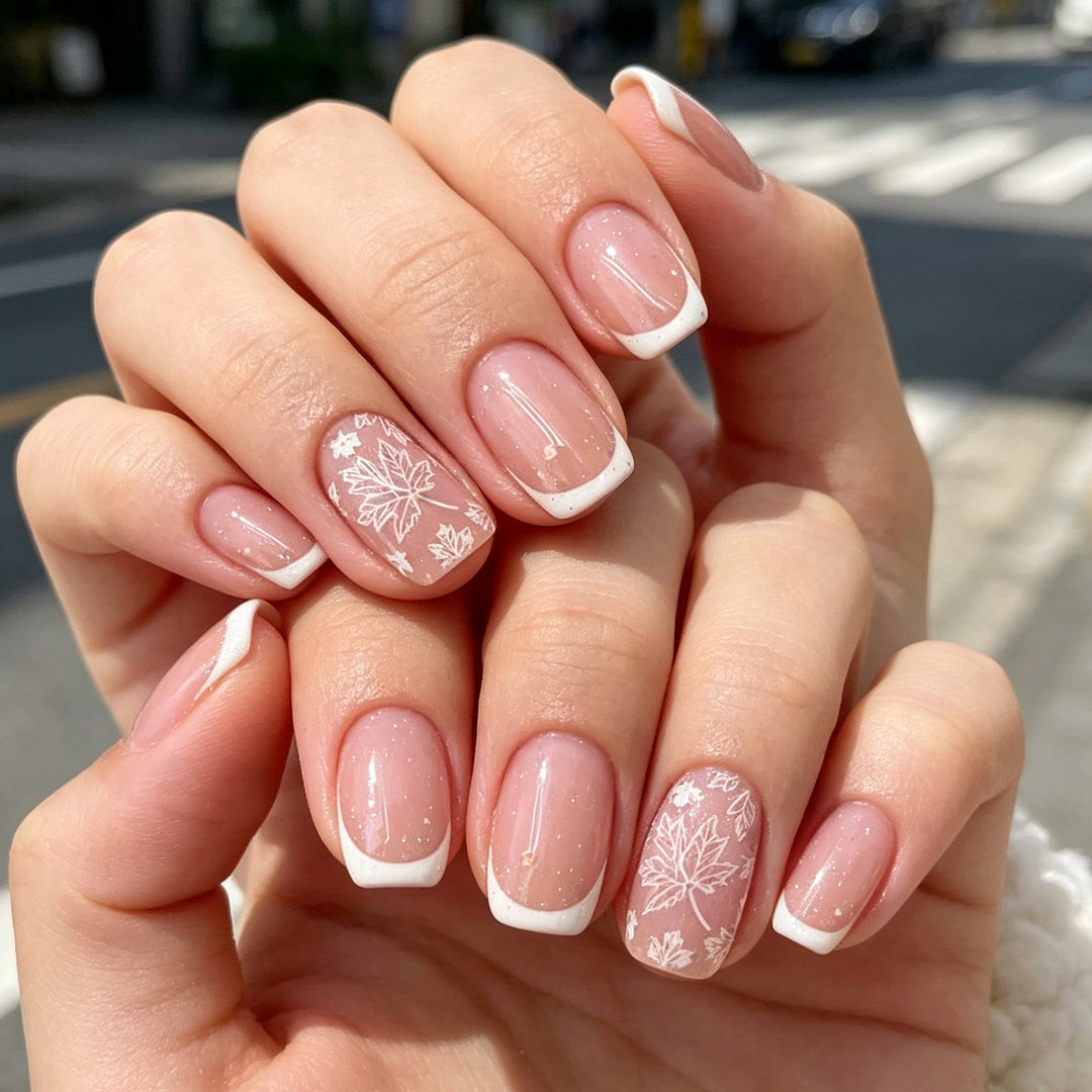 Floral French Tip Nail Enhancements Stornfield
