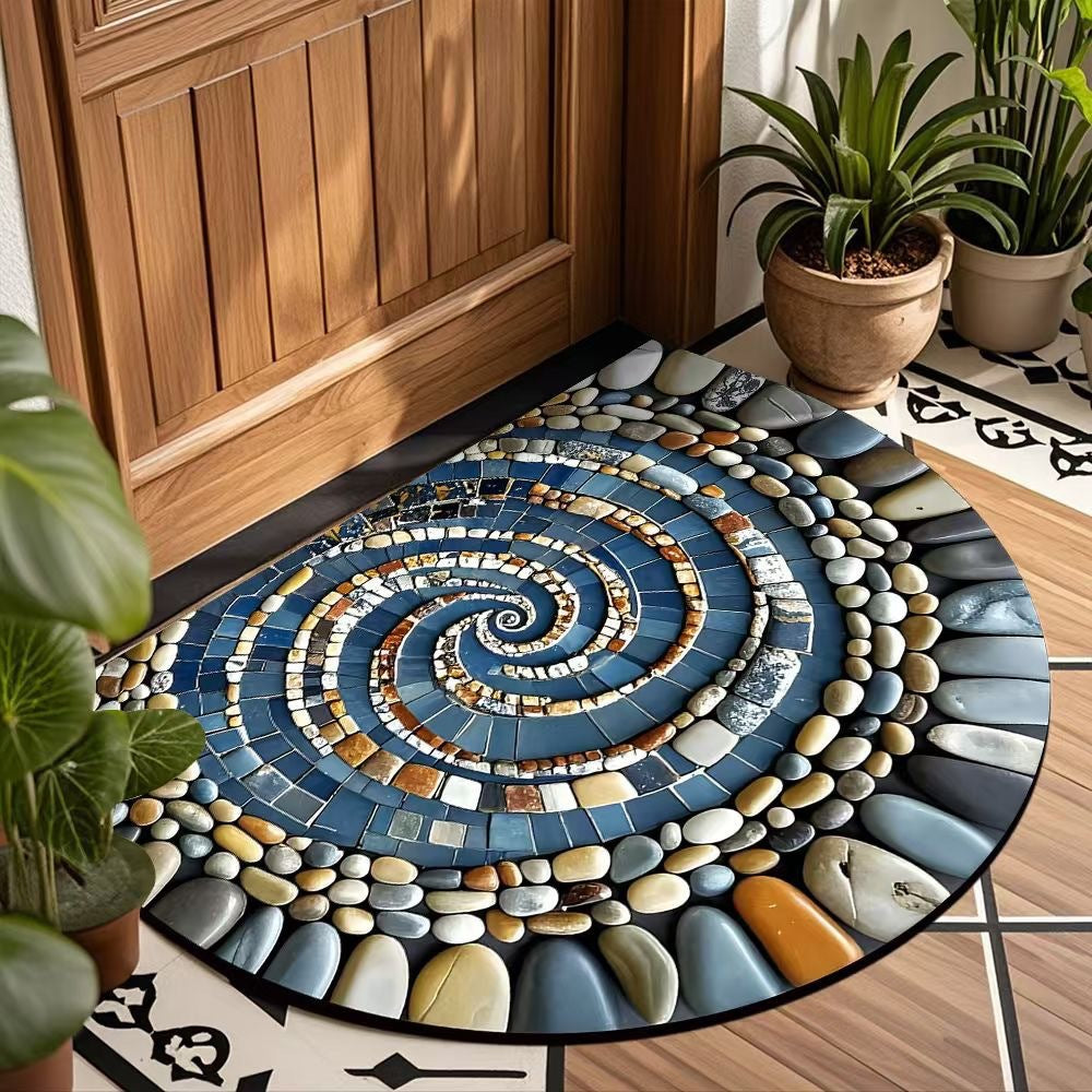 Decorative Spiral Pattern Door Mat for Home