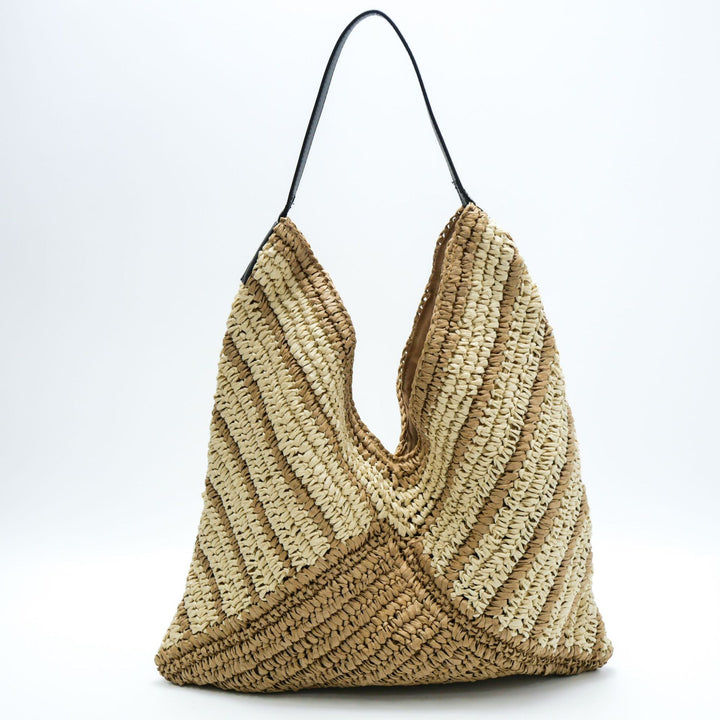 Shopping bag made of woven natural material with modern accents Stornfield