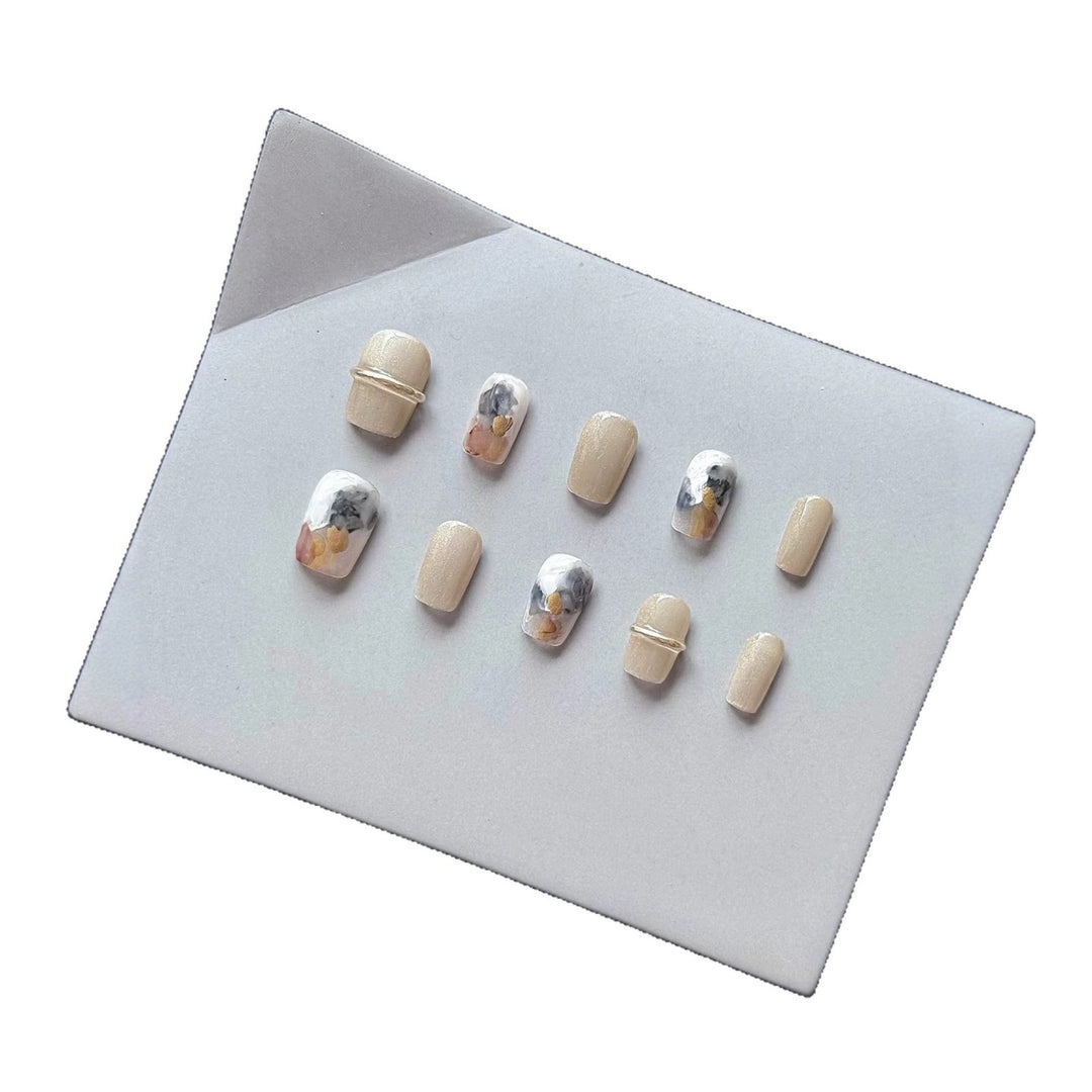 Press-On Nail Art Set with Elegant Marble Design