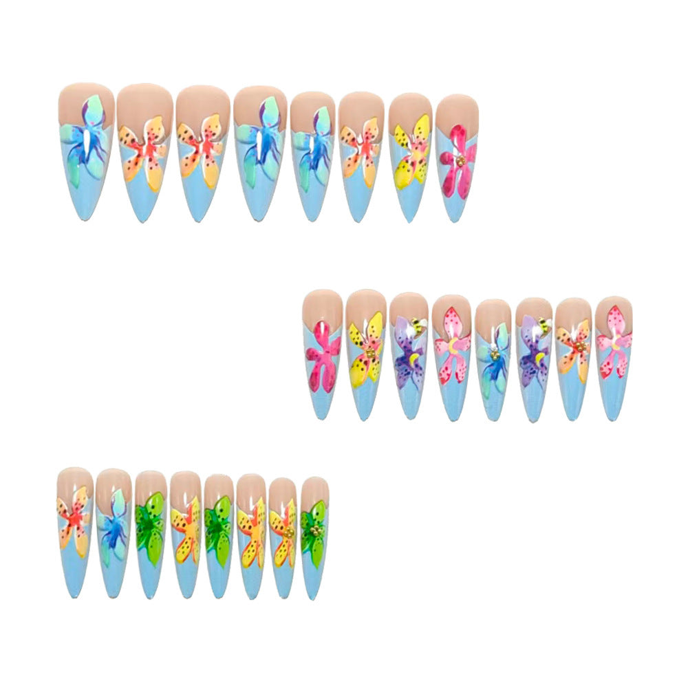 Acrylic nails with floral 3D applications Stornfield