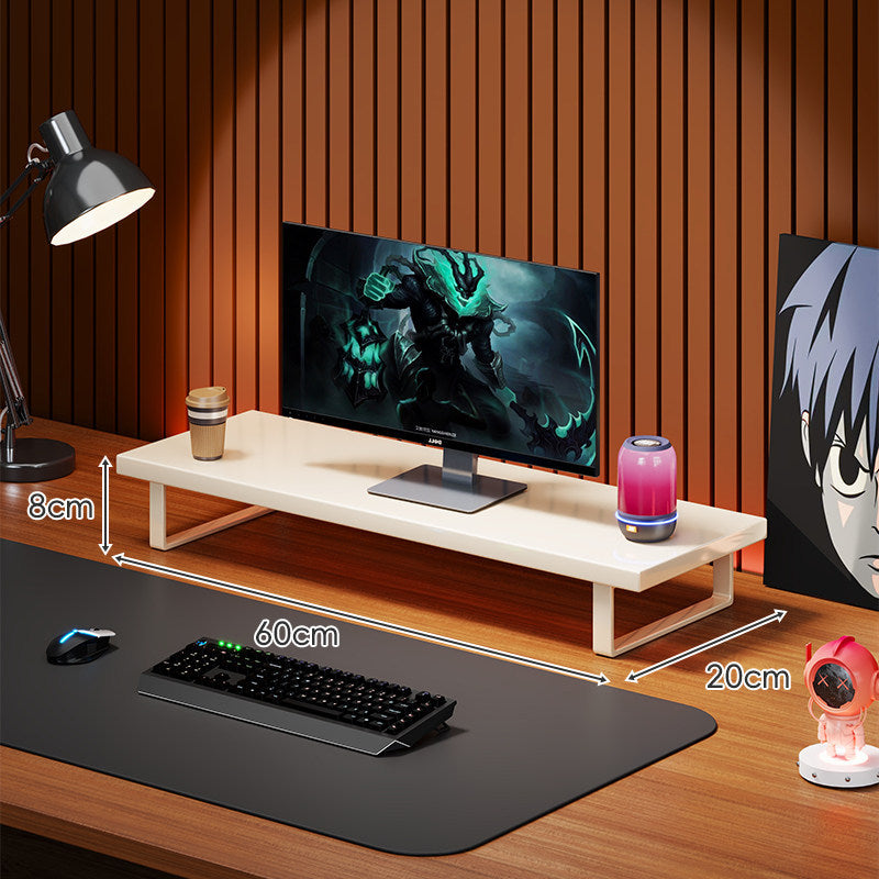 Solid Wood Monitor Riser with Minimal U-Frame Metal Legs