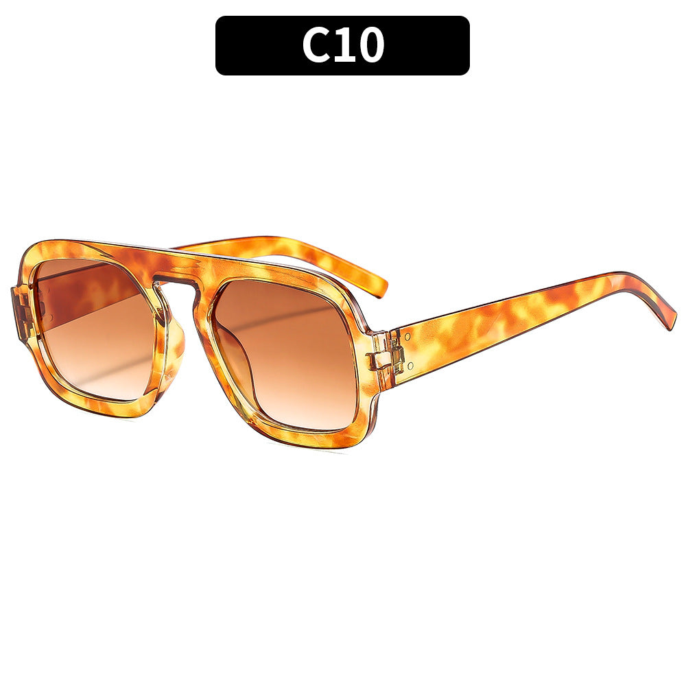 Bold Angular Square Frame Sunglasses