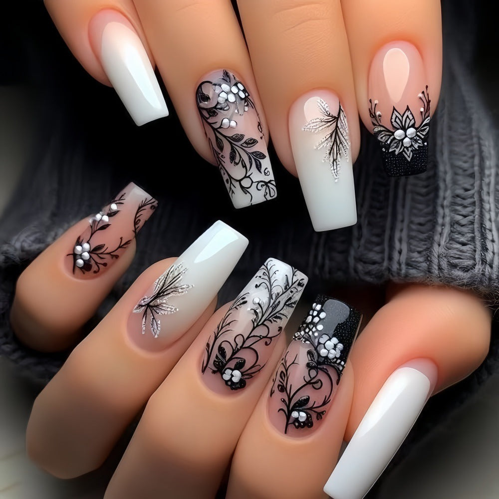 Artificial nails with elegant floral design Stornfield