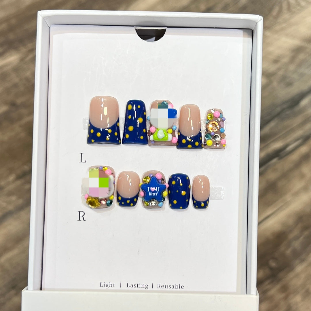 Playful Cartoon-Themed Press-On Nail Set Stornfield