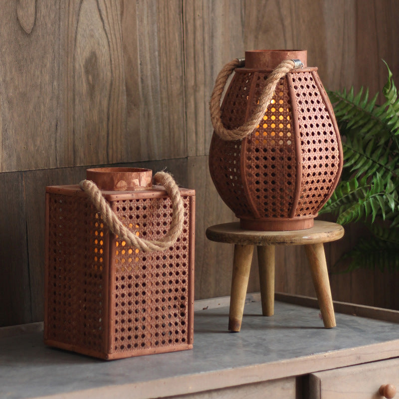 Decorative lantern holder made of natural material Stornfield