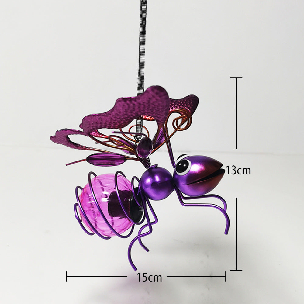 Whimsical Hanging Glass Bee Solar Garden Lantern Ornament Stornfield