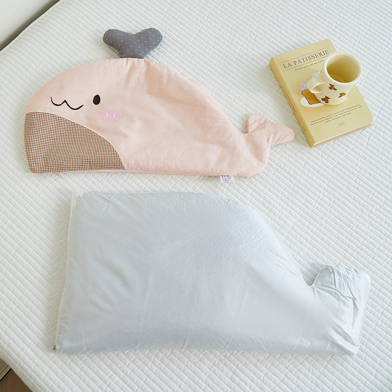 Cuddly whale cuddle pillow for children with soft cover & removable cover