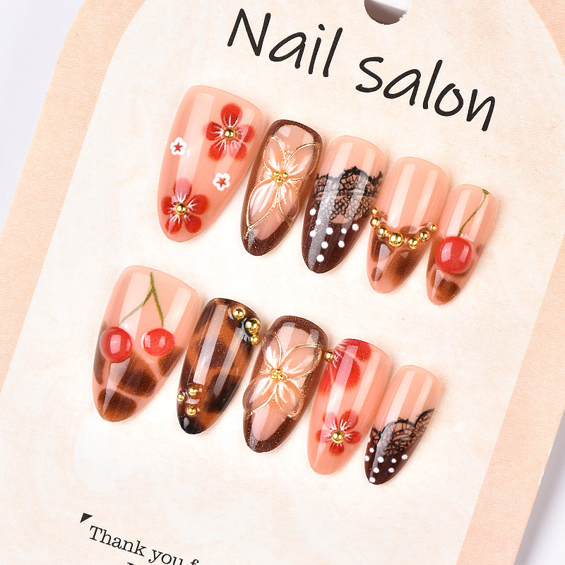 Artistic Cherry Blossom Press-On Nail Art Stornfield