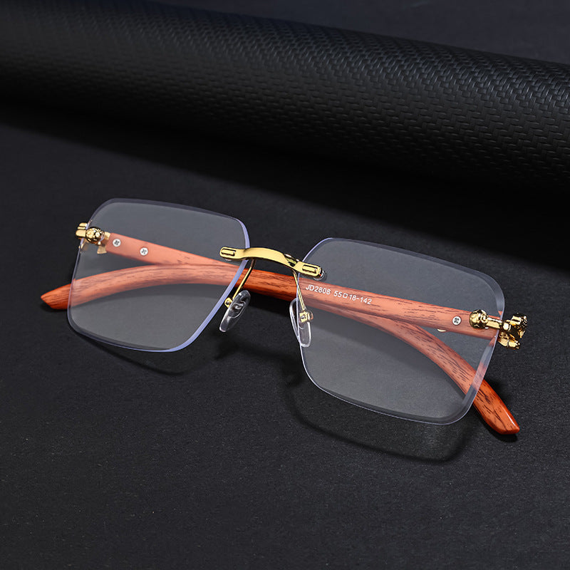 Women’s Fashion Square Sunglasses with Elegant Wooden Arms Stornfield
