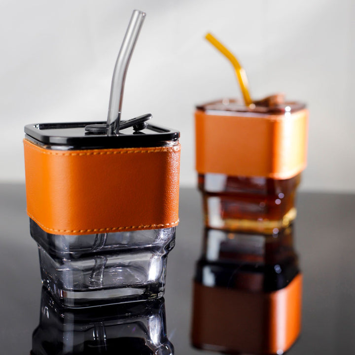 Women's trendy drinking cup with high-quality leather cover Stornfield