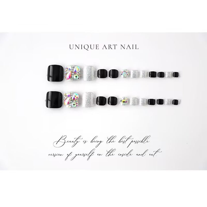 Shimmering Crystal-Embellished Press-On Toenails Stornfield