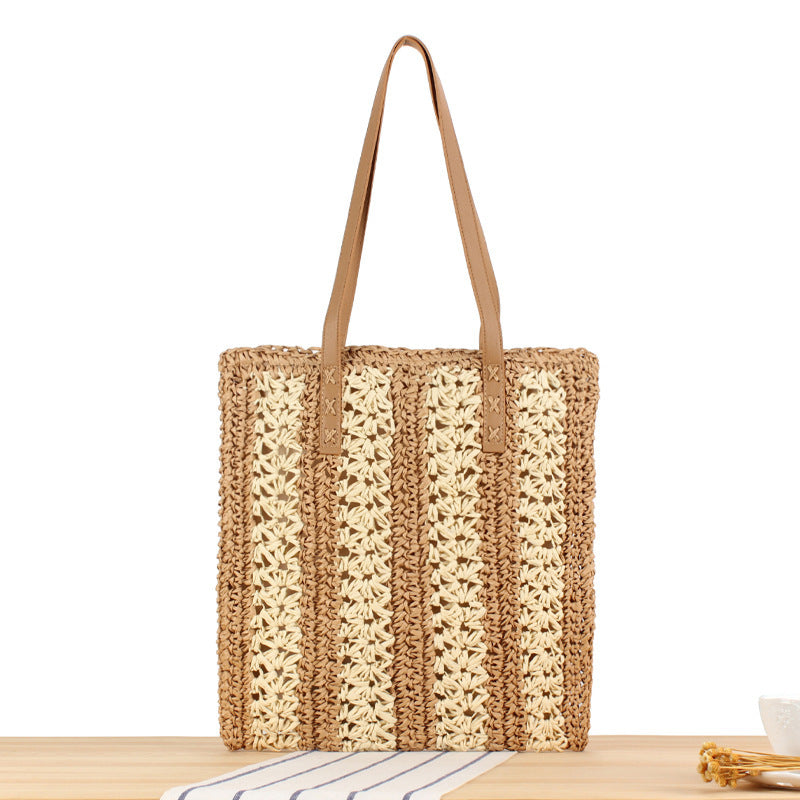 Braided tote bag with elegant leather handles Stornfield