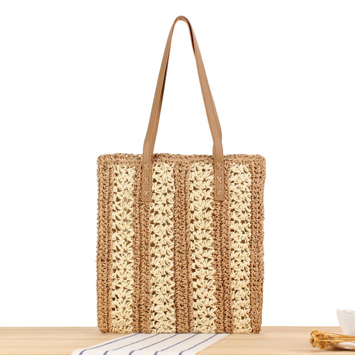 Braided tote bag with elegant leather handles Stornfield