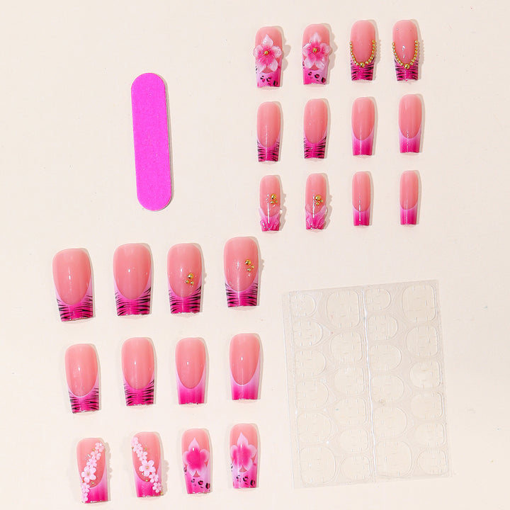 Floral Embellished Gel Nail Art Extensions Stornfield
