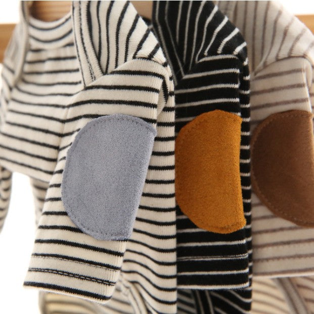 Striped Cotton Knit Dog Tee with El Patches & Rounded Belly Cut