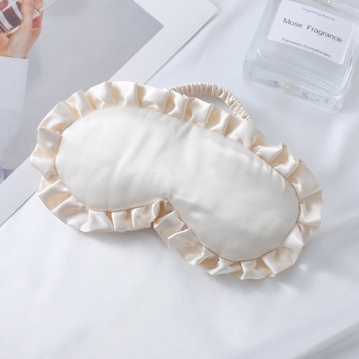 Women's nan satin-gloss eye mask with ergonomic contour, frilled ruffle edge, and gentle padding Stornfield