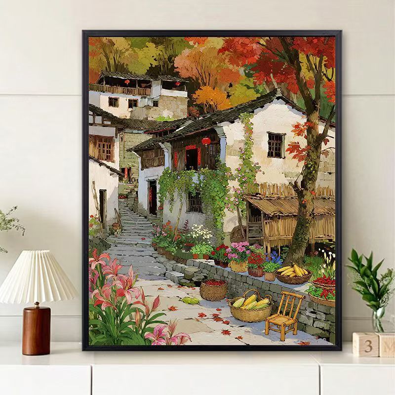 Scenic Village Landscape Art Print Stornfield