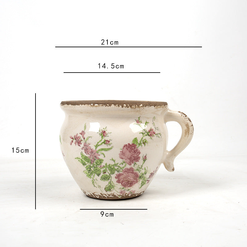 Decorative ceramic pot with floral pattern Stornfield