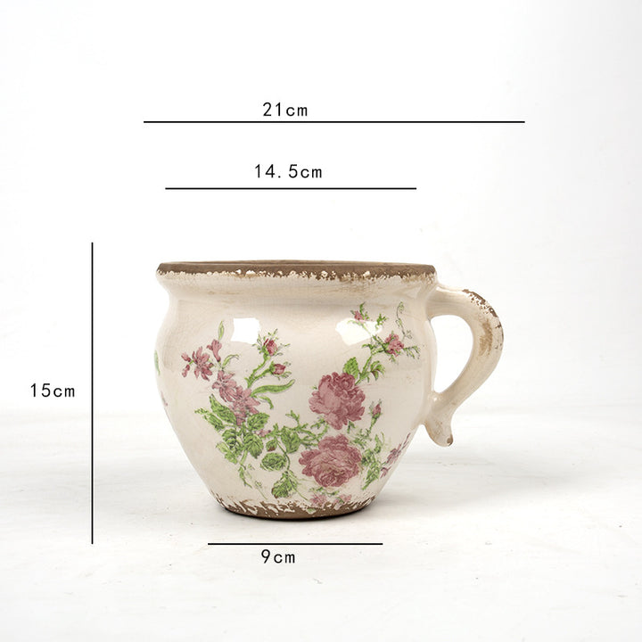 Decorative ceramic pot with floral pattern Stornfield