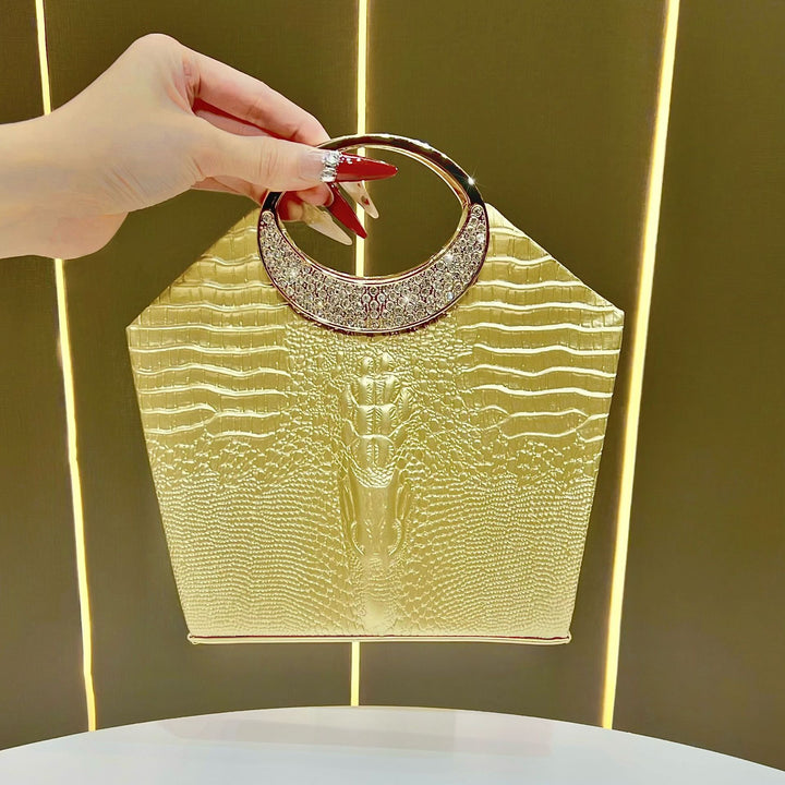 Crocodile-Effect Evening Handbag