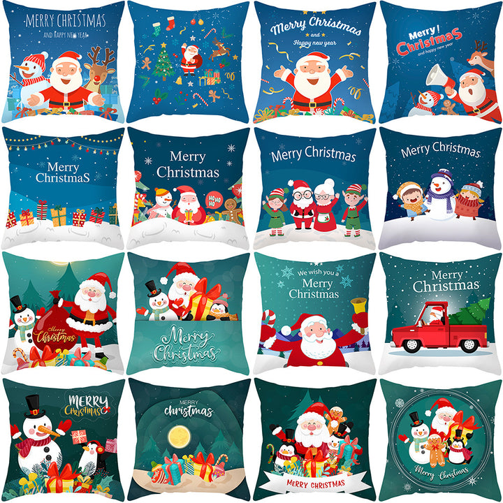 Festive Christmas Decorative Throw Pillow Cover with Holiday Gift and Snowflake Print