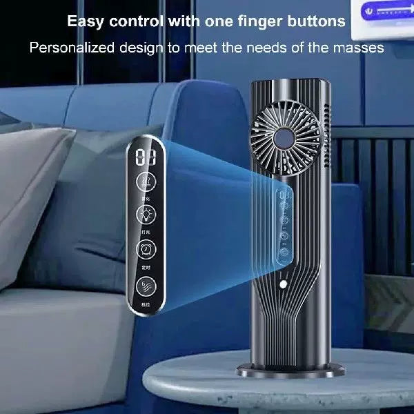Unisex One Size Rechargeable Vertical Desktop Fan with LED Display Touch Control Adjustable Tilt Base Stornfield
