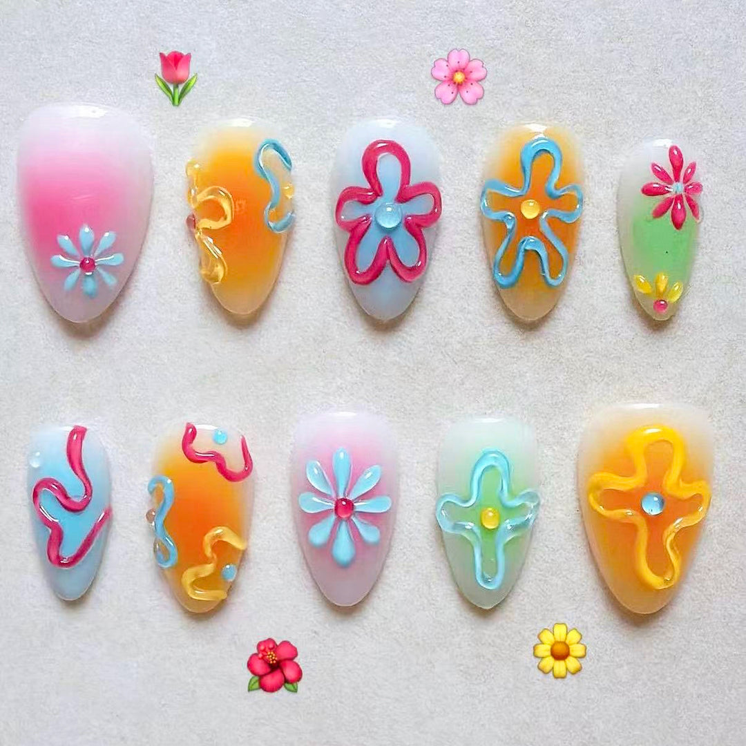 Colorful Decorative Press-On Nail Set