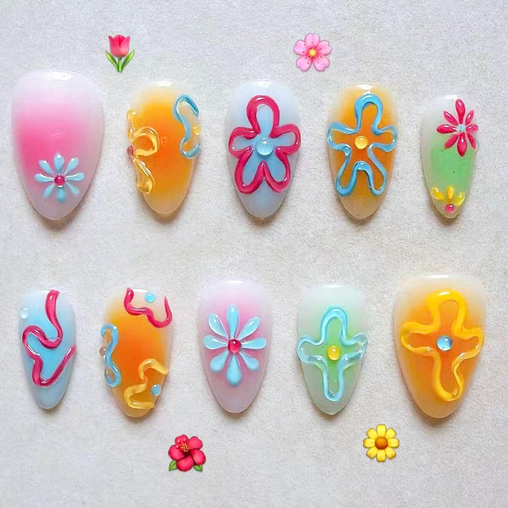 Colorful Decorative Press-On Nail Set
